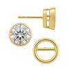 Round Bezel Earrings with Airline with Push Post