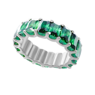 All Around Emerald Shape Green Colored Stone Ring (6.0 x 4.0 mm)