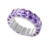All Around Emerald Shape Purple Colored Stone Ring (6.0 x 4.0 mm)
