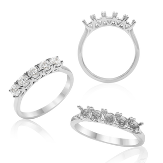 5 Round Stones Anniversary 4 Prong Lucida Style