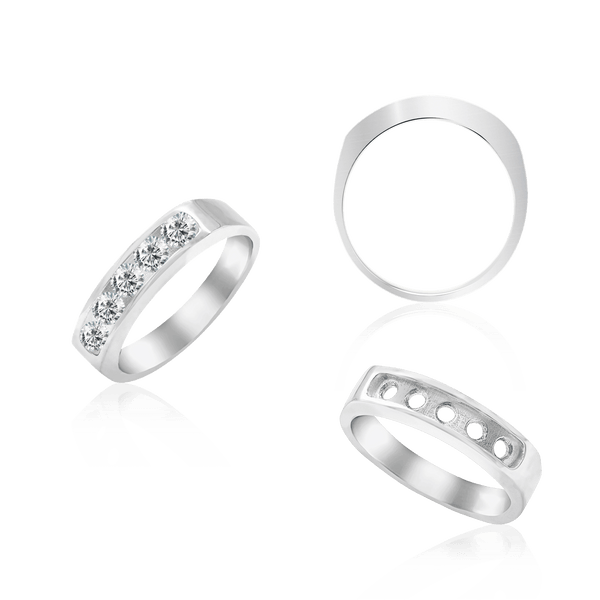 5 Stone Round Channel Anniversary Band