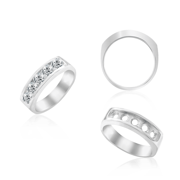 5 Stone Round Channel Anniversary Band