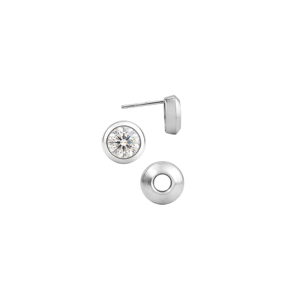 Pre-Seated Round Bezel Earrings with Push Post