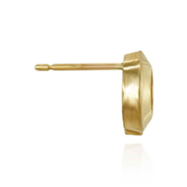 14K Gold Pre-Seated Round Bezel Earrings with Push Post