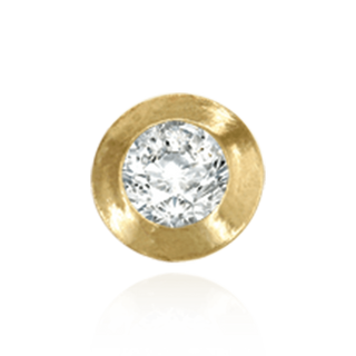 14K Gold Pre-Seated Round Bezel Earrings with Push Post