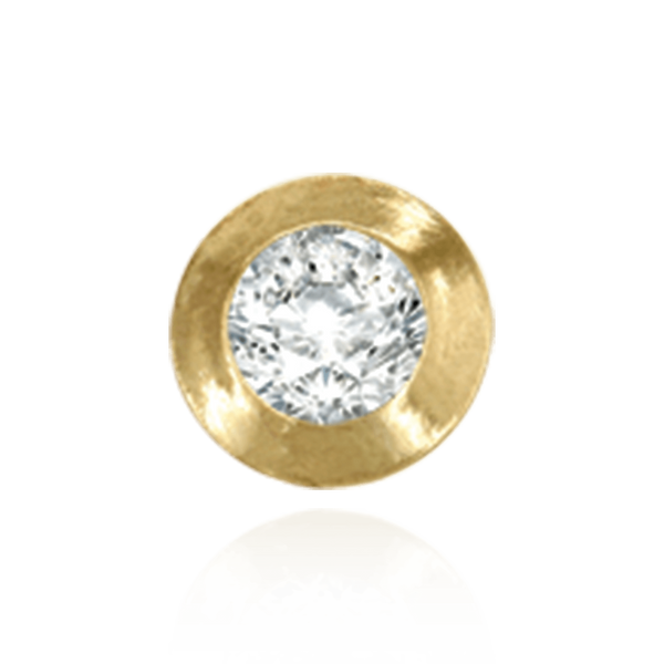 14K Gold Pre-Seated Round Bezel Earrings with Push Post