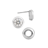 Pre-Seated Round Bezel Earrings with Push Post