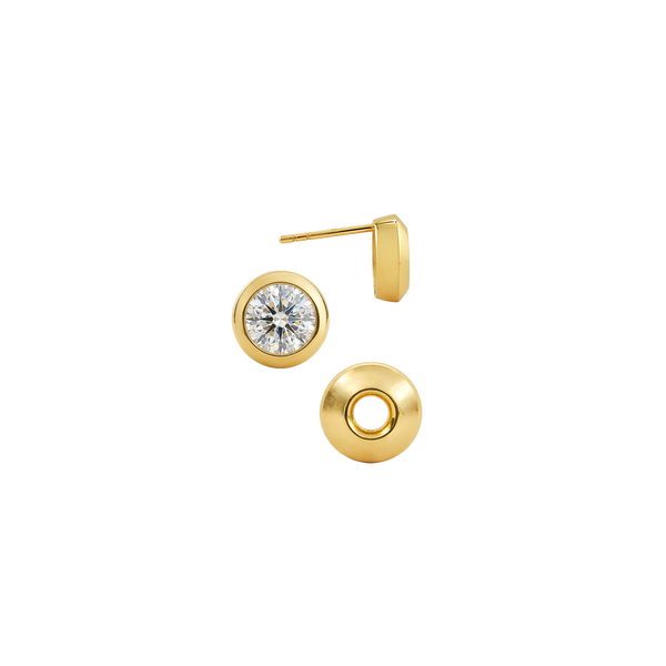 Pre-Seated Round Bezel Earrings with Push Post