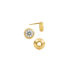 Pre-Seated Round Bezel Earrings with Push Post