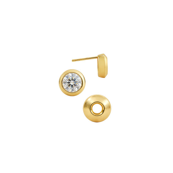 Pre-Seated Round Bezel Earrings with Push Post
