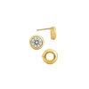 Pre-Seated Round Bezel Earrings with Push Post