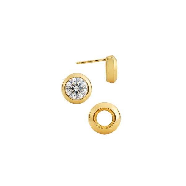 Pre-Seated Round Bezel Earrings with Push Post
