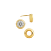 Pre-Seated Round Bezel Earrings with Push Post