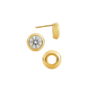 Pre-Seated Round Bezel Earrings with Push Post