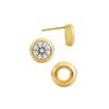 Pre-Seated Round Bezel Earrings with Push Post