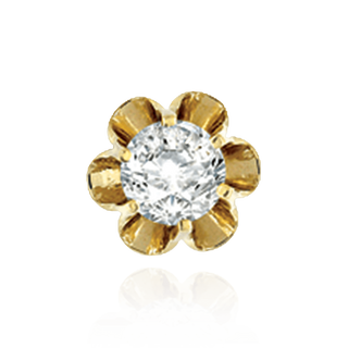 14K Gold Round Buttercup Earrings with Push Post