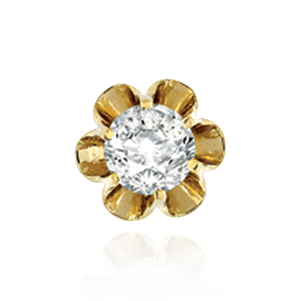 14K Gold Round Buttercup Earrings with Push Post