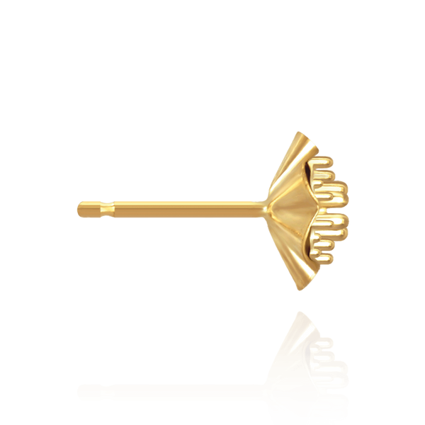 14K Gold Round 7 Stone Cluster in Reflector Earrings with Push Post