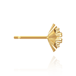 14K Gold Round 7 Stone Cluster in Reflector Earrings with Push Post