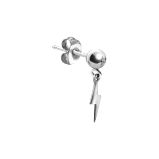 Ball Earring with Lightning Charm in Sterling Silver