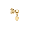 Ball Earring with Heart Charm in 14K Gold