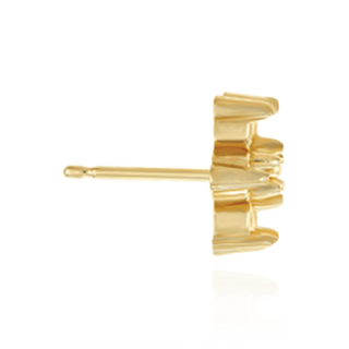 14K Gold Round Seven Stone Cluster Earrings with Push Post