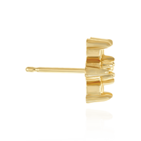 14K Gold Round Seven Stone Cluster Earrings with Push Post