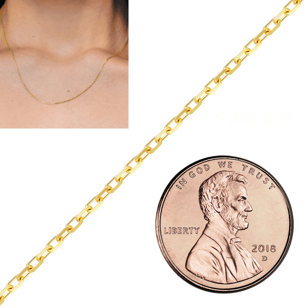 Bulk / Spooled Elongated Diamond Cut Cable Chain in 14K & 18K Yellow Gold (1.00 mm - 5.10 mm)