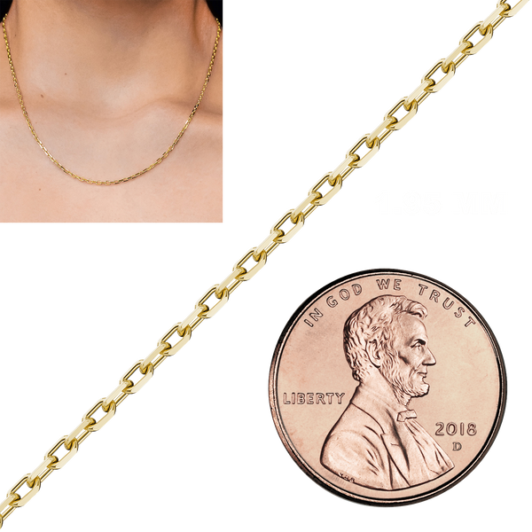 Bulk / Spooled Elongated Diamond Cut Cable Chain in 14K & 18K Yellow Gold (1.00 mm - 5.10 mm)