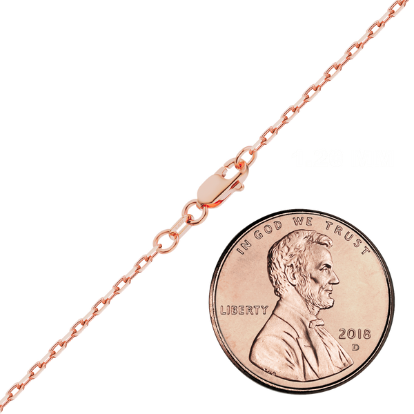 Finished Elongated Diamond Cut Cable Necklace in 14K Pink Gold (1.00 mm - 1.95 mm)