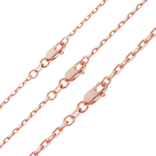 Finished Elongated Diamond Cut Cable Necklace in 14K Pink Gold (1.00 mm - 1.95 mm)