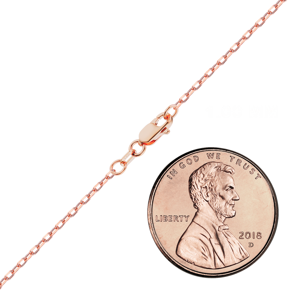 Finished Elongated Diamond Cut Cable Necklace in 14K Pink Gold (1.00 mm - 1.95 mm)