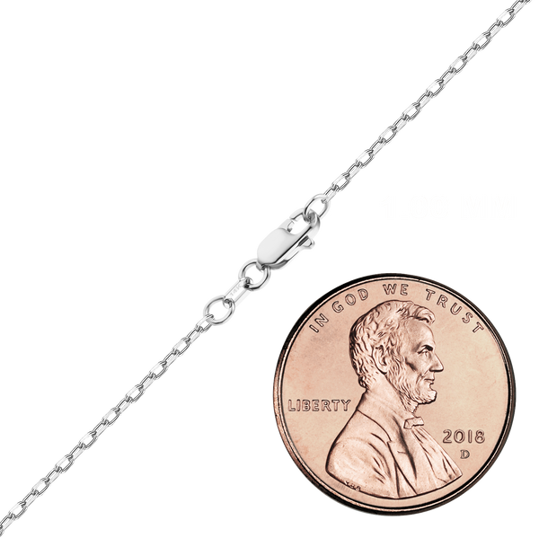 Finished Elongated Diamond Cut Cable Anklet in 14K White Gold (1.00 mm - 3.30 mm)