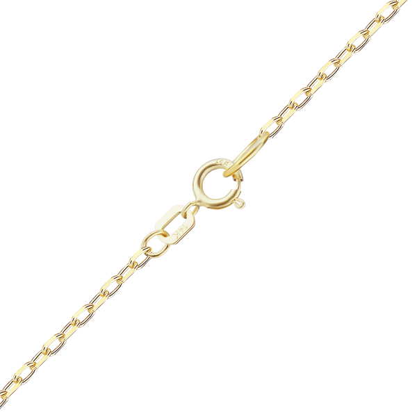 Finished Elongated Diamond Cut Cable Necklace with Spring Ring in 14K Yellow Gold (1.00 mm)