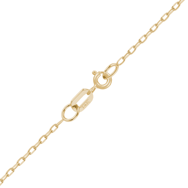 Finished Elongated Diamond Cut Cable Necklace with Spring Ring in 14K Yellow Gold (1.00 mm)