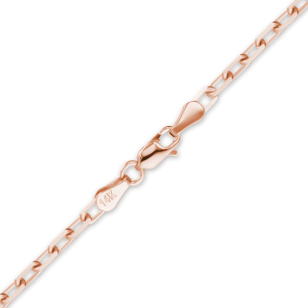 Finished Elongated Diamond Cut Cable Necklace in 14K Pink Gold (1.00 mm - 1.95 mm)
