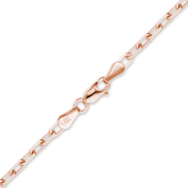 Finished Elongated Diamond Cut Cable Anklet in 14K Pink Gold (1.00 mm - 1.95 mm)