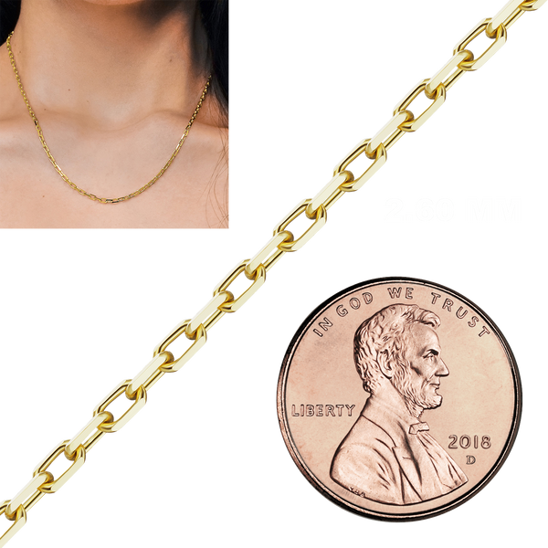 Bulk / Spooled Elongated Diamond Cut Cable Chain in 14K & 18K Yellow Gold (1.00 mm - 5.10 mm)