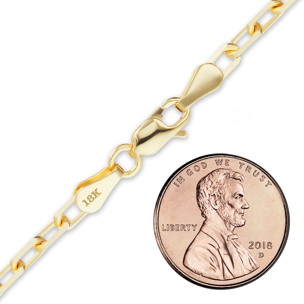 Finished Elongated Diamond Cut Cable Bracelet in 18K Yellow Gold (1.00 mm - 2.60 mm)