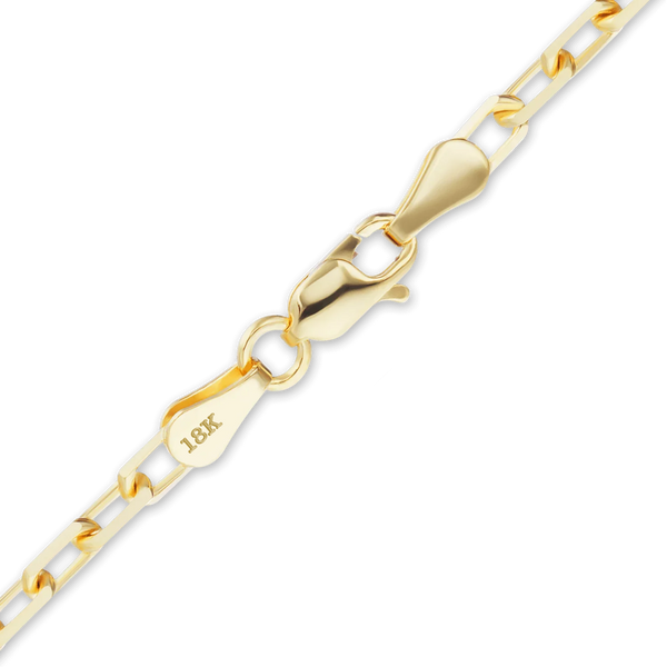 Finished Elongated Diamond Cut Cable Necklace in 18K Yellow Gold (1.00 mm - 2.60 mm)