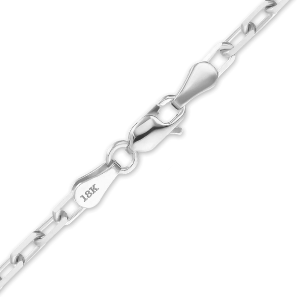 Finished Elongated Diamond Cut Cable Bracelet in 18K White Gold (1.95 mm - 2.60 mm)