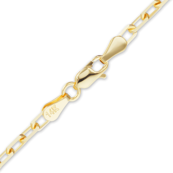 Finished Elongated Diamond Cut Cable Necklace in 18K Yellow Gold (1.00 mm - 2.60 mm)