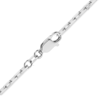 Finished Elongated Diamond Cut Cable Bracelet in 18K White Gold (1.95 mm - 2.60 mm)