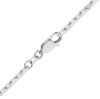 Finished Elongated Diamond Cut Cable Anklet in 18K White Gold (1.95 mm - 2.60 mm)