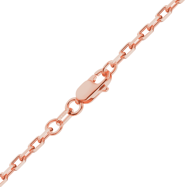 Finished Elongated Diamond Cut Cable Necklace in 14K Pink Gold (1.00 mm - 1.95 mm)