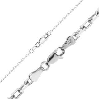 Finished Elongated Diamond Cut Cable Anklet in 14K White Gold (1.00 mm - 3.30 mm)