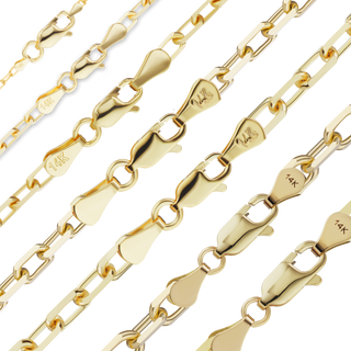 Finished Elongated Diamond Cut Cable Anklet in 14K Yellow Gold (1.00 mm - 5.10 mm)