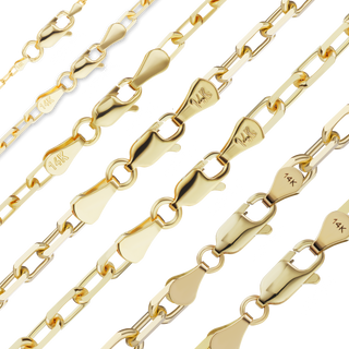 Finished Elongated Diamond Cut Cable Anklet in 18K Yellow Gold (1.00 mm - 2.60 mm)