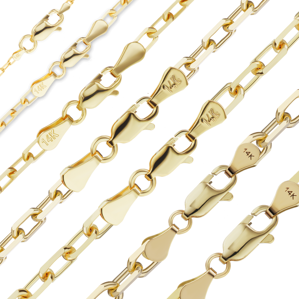 Finished Elongated Diamond Cut Cable Anklet in 18K Yellow Gold (1.00 mm - 2.60 mm)