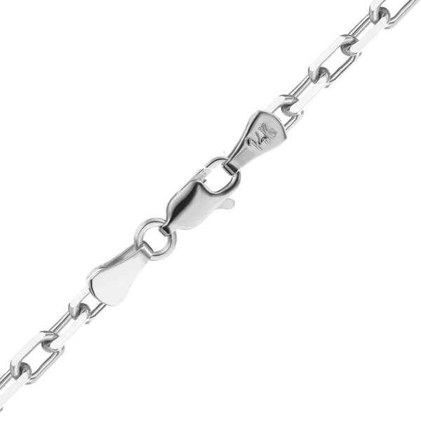 Finished Elongated Diamond Cut Cable Necklace in 14K White Gold (1.00 mm - 3.30 mm)